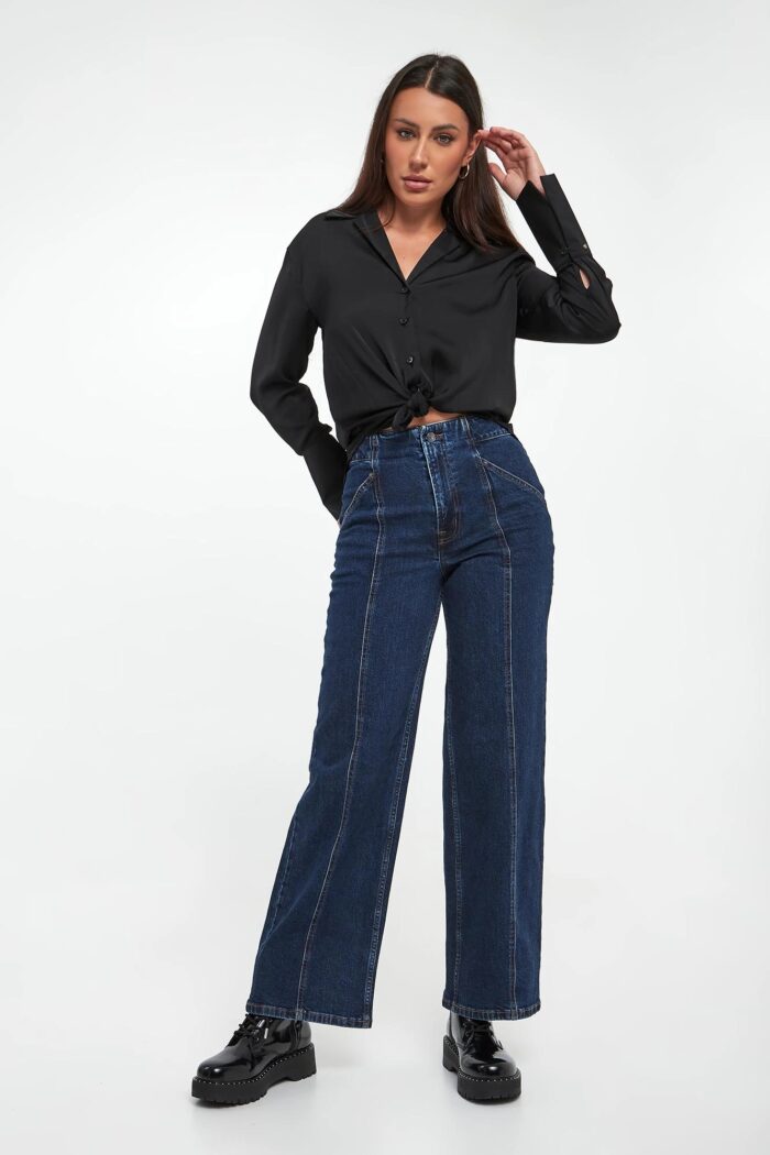 High Rise Seamed Utility Wide Leg