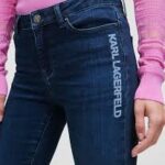 BLUE SKINNY DENIM LOGO PANTS