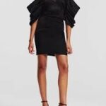 VOLUMINOUS SLEEVE SATIN DRESS