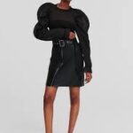 FAUX LEATHER SKIRT W/ZIP