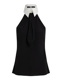 SLVLESS COLLAR & TIE TOP