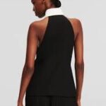 SLVLESS COLLAR & TIE TOP