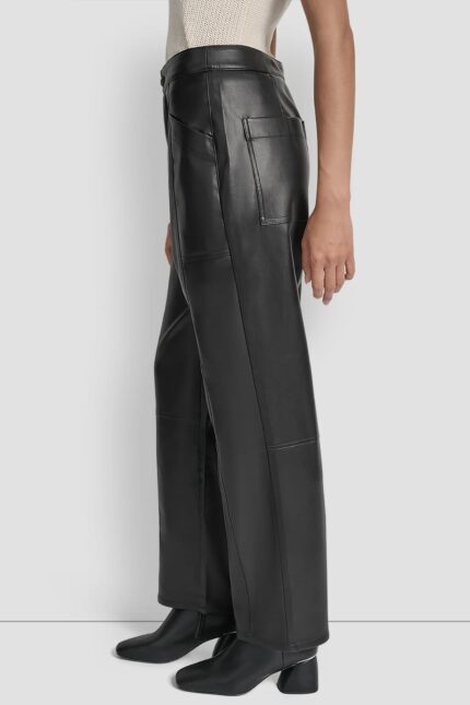 High Rise Faux Leather Straight Leg Pant