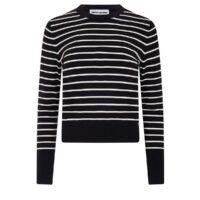 CREW NECK LONG SLEEVE STRIPE TOP