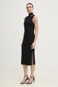 MOCK NECK RIB MIDI D