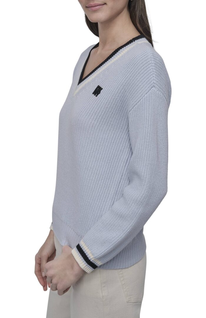 SHAKER STITCH V NECK