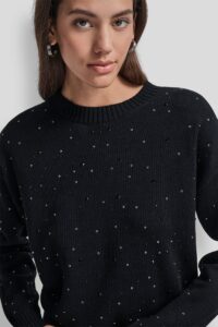Long Sleeve Rhinestone Crew Neck Sweater - Image 5