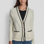 DKNY Women's Cardigan Ecru DJ5R0873-A9Z