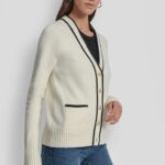 DKNY Women's Cardigan Ecru DJ5R0873-A9Z