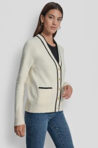 DKNY Women's Cardigan Ecru DJ5R0873-A9Z - Image 3