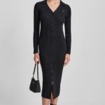 Rib Knit Midi Polo Dress