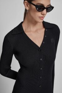 Rib Knit Midi Polo Dress - Image 4