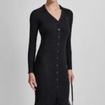 Rib Knit Midi Polo Dress