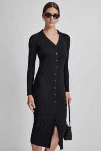 Rib Knit Midi Polo Dress - Image 5