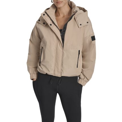 Short Logo Embellished Hooded Jack- Puffer