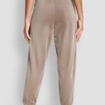 Velour Rhinestone Two Tone Logo Jogger