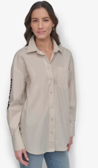 L/S BTN DWN EMB SHRT