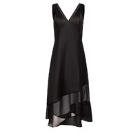 S/L V NCK ASYM DRESS