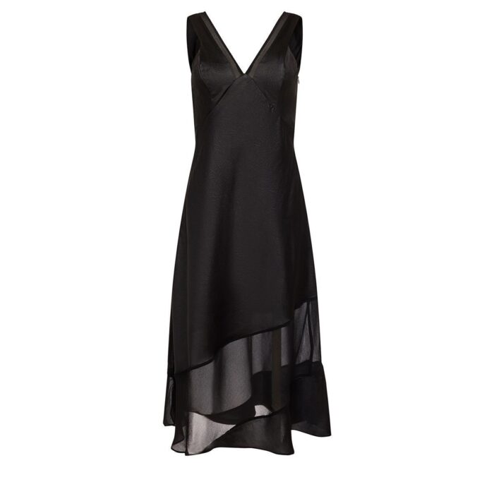 S/L V NCK ASYM DRESS